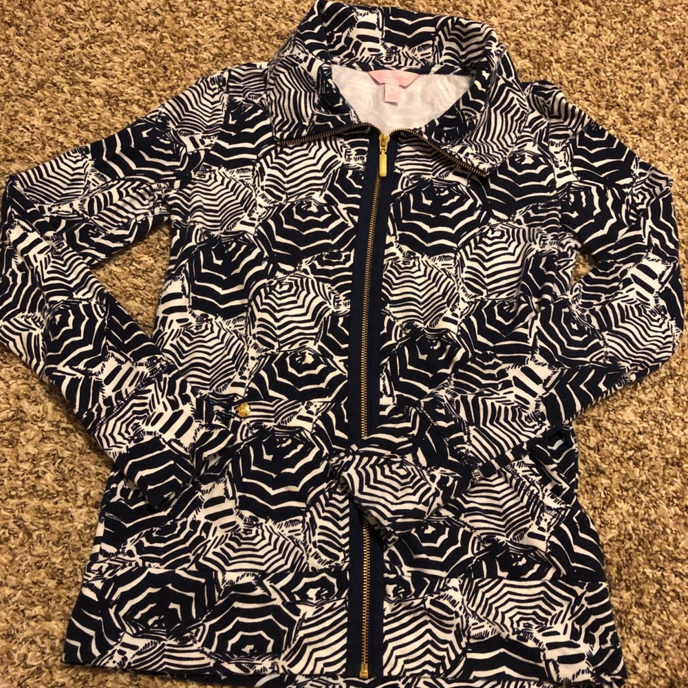 Lilly Pulitzer full-zip popover navy & white xs